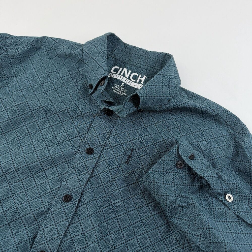 Cinch Button Down Shirt Men Small Blue Modern Fit  Western Cowboy MTW1347009